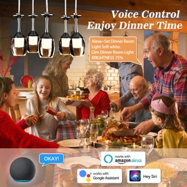 Carro RGB Island Pendant Lights Adjustable Color Pendant Lighting Fixtures App Dimmable Changing Hanging Lamp Modern Pendant Lights for Kitchen Island Dining Room Bedroom Hallway Bar(2-Light)