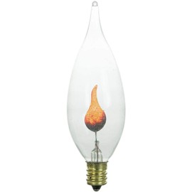 EFP Flicker Flame Clear Tip Light Bulbs | CA-8 E12 Candelabra Base C7 4" Length 3 Watt, 130 Volt, 10 Lumens - Includes 3 Bulbs