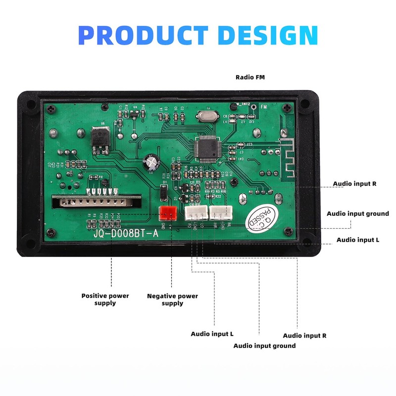 Aswalling 1Set Bluetooth 5.0 MP3 Decoder Board Support Handsfree Recording