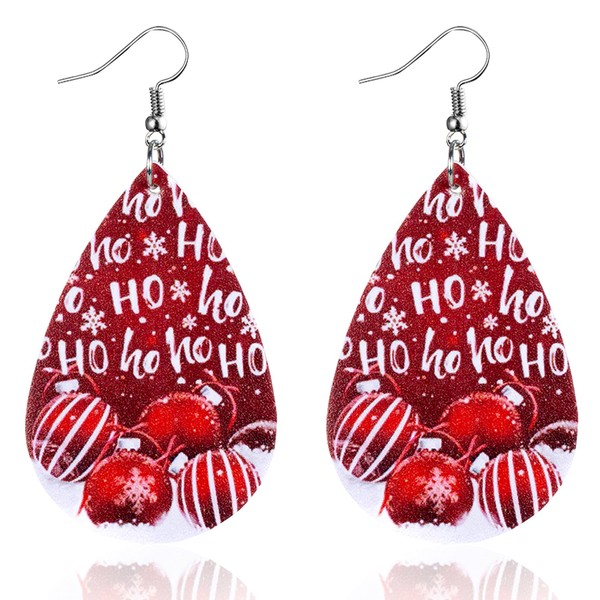 YINCUO Christmas Earrings for Women Leather Xmas Dangle Jewelry Outfits