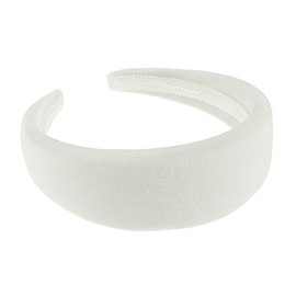 Womens Sponge Puffy Thick Wide Slightly Padded Velvet Christmas Birthday Wedding Guest Bridesmaid Party Formal Boho Vintage Evening Fancy Headband Alice Band Hair Accessories Hairband (White)