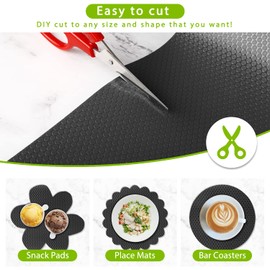 HooTown Shelf Liner Kitchen Cabinet Drawer Mats 11.8 Inch Wide x 32.8 Feet Long, Non Adhesive EVA Rubber Washable Waterproof Pantry Closet, Cupboard, Drawer Organizer Mat, Black