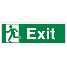 V Safety Exit Running Man Left 300 x 150 mm - 3mm Brushed Aluminium Composite Safety Sign