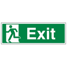 V Safety Exit Running Man Left 300 x 150 mm - 3mm Brushed Aluminium Composite Safety Sign