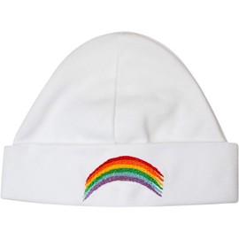 TeddyTs White Baby Cotton Rainbow Sleep Hat (Classic Rainbow)
