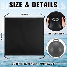 Bulyoou 4 Pcs 30" x 28" Inch Boat Fender Covers Boat Buoy Bumpers Covers Fender Protector Bumper Sleeves Black Durable Polyester