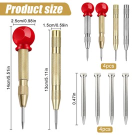 CZAYEFNH Center Punch, 8 PCS Adjustable Impact Spring Loaded Center Punch Tool, Center Punch Spring Loaded, Auto Center Punch for Metal, Wood, Plastic, Glass