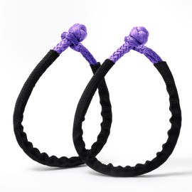 Synthetic Soft Shackle 1/4“ X 22” (10140 lbs Breaking Strength) Small UHMWPE Rope Shackle for ATV UTV Recovery, Marine & Utility Towing (Purple, 2-Pack)