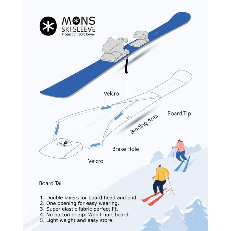 MONS Ski Knit Case Sole Cover Ski Case with Brake