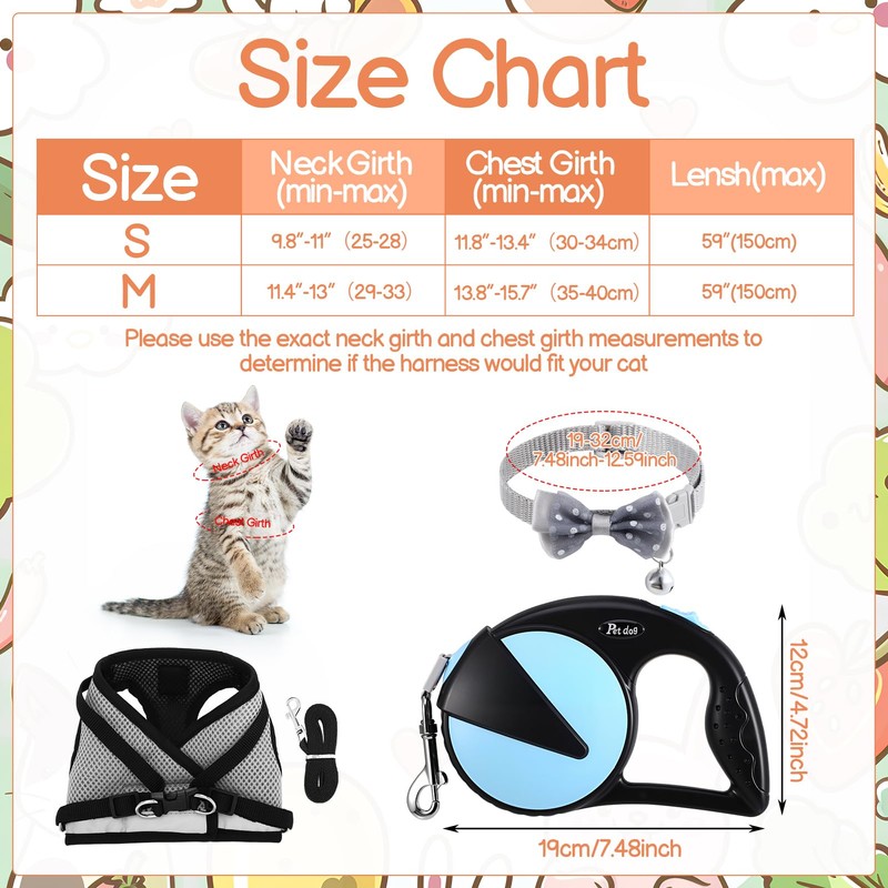 Cat Harness and Lead Set,Escape Proof kitten Puppy Harness with