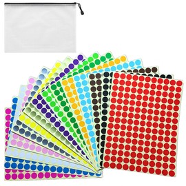 Color Labels, Round Stickers, Pack of 5,280, Round Stickers, Small, 0.4 inch (10 mm), 32 Sheets, 16 Colors, Stickers, Label Stickers, File Bag Included, Office Supplies