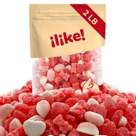 Gummy Candy Mix | 2-Pound Bag | Red & Pink Candy Assortment | Cherry Jelly Hearts, Tutti-Frutti Gummi Bears, Puffy Strawberry Gummies | Chewy Treats for Candy Buffets