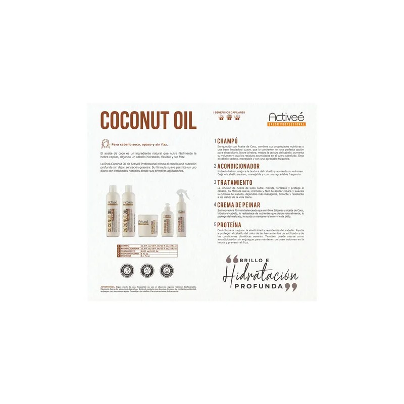 Crema Peinar Coconut Activee Cabello Quebradizo Libre De Sal