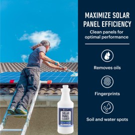Essential Values Solar Panel Cleaner - Neutral PH Streak-Free Wet Cleaning Solution - Ideal for Roof Tile & Solar Panels - Super Concentrated Fragrance-Free & No Colourants