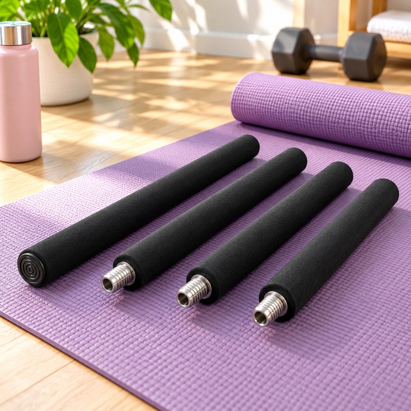 Adjustable Yoga Stretching Stick for Home Workouts – 4-Section Metal