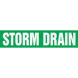 Accuform RPK673SSA Self-Stick"Storm Drain" Pipe Marker for 3/4" to 1-1/4" OD Pipe, White on Green, 1" H x 8" W