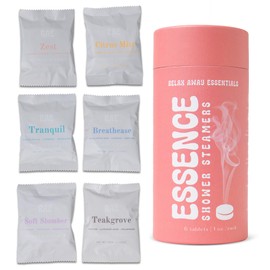 Relax Away Essence Shower Steamers 6 Pack - Essential Oil Aromatherapy - Tranquil, Citrus Mist, Breathe Ease, Teak Grove, Soft Slumber, Zest - Rejuvenate & Relax - Earth-Friendly Packaging