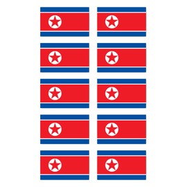 Sticker 50 x 30 mm Pack of 10 Flag North Korea KP for Car, Suitcase, Laptop and More