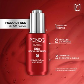 POND'S Sérum Facial 50x Age Miracle con Hexyl-Retinol Anti-edad, 30mL