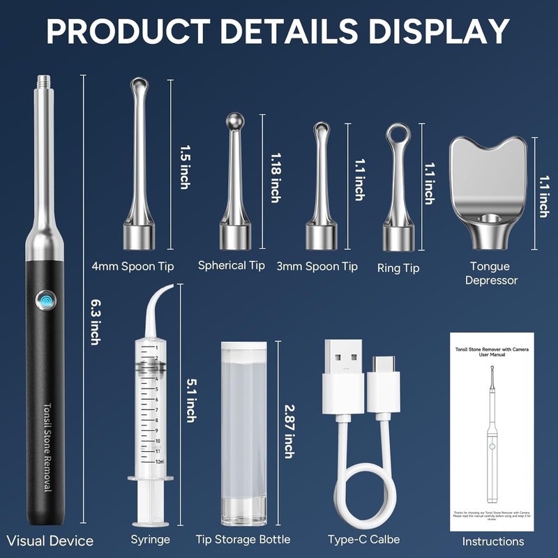 Tonsil Stone Remover with Camera - Upgraded Visual Tonsil Stone