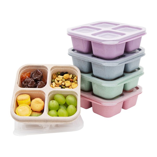 Luriseminger 5 Pack Bento Lunch Box,4 Compartment Snack Containers,Divided Snack