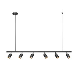 GLOBE Electric 64000123 55" 6-Light Adjustable Height Track Light, Matte Black, Pivoting Heads, GU10 Base Bulbs Not Included, Ceiling Light Fixture, Kitchen and Home Lighting Decor