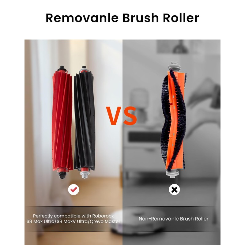 2 Pack Main Brush Roller Brushes for Roborock S8 MaxV