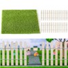 KARLOR Artificial Grass Set with Miniature Fences, Green, Garden Decor,