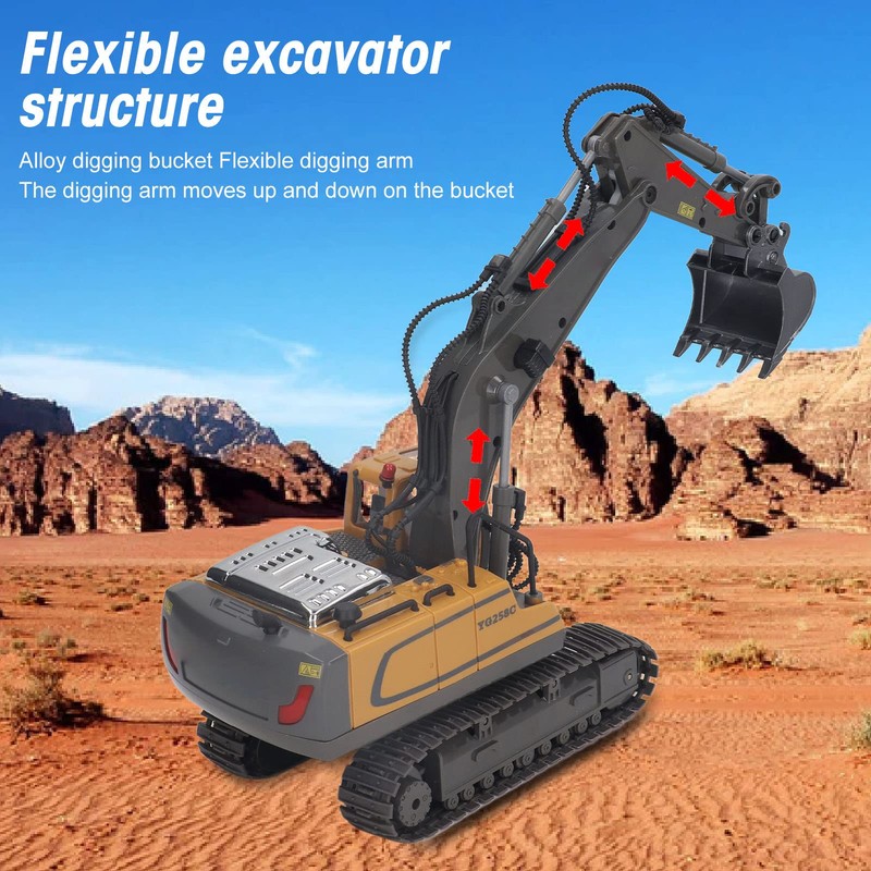 Srliya 2.4G RC Excavator Toy Rotating Full Functional Lighting Music