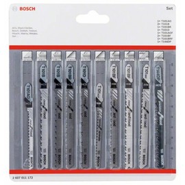 Bosch Professional 10-Piece Jigsaw Blades Set Clean (for Wood and Laminate, Accessories for Jigsaws with T-Shank Holder)
