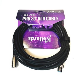 Kellards XLR-P20T Pro 20 ft XLR Microphone Cable, XLR Male to Female Cable 3-Pin Balanced Shielded Cable for Microphones, Mixers, Recording Studios, and Podcasts - Black