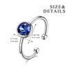 AOBOCO 925 Sterling Silver Created Sapphire Ring September Birthstone Adjustable