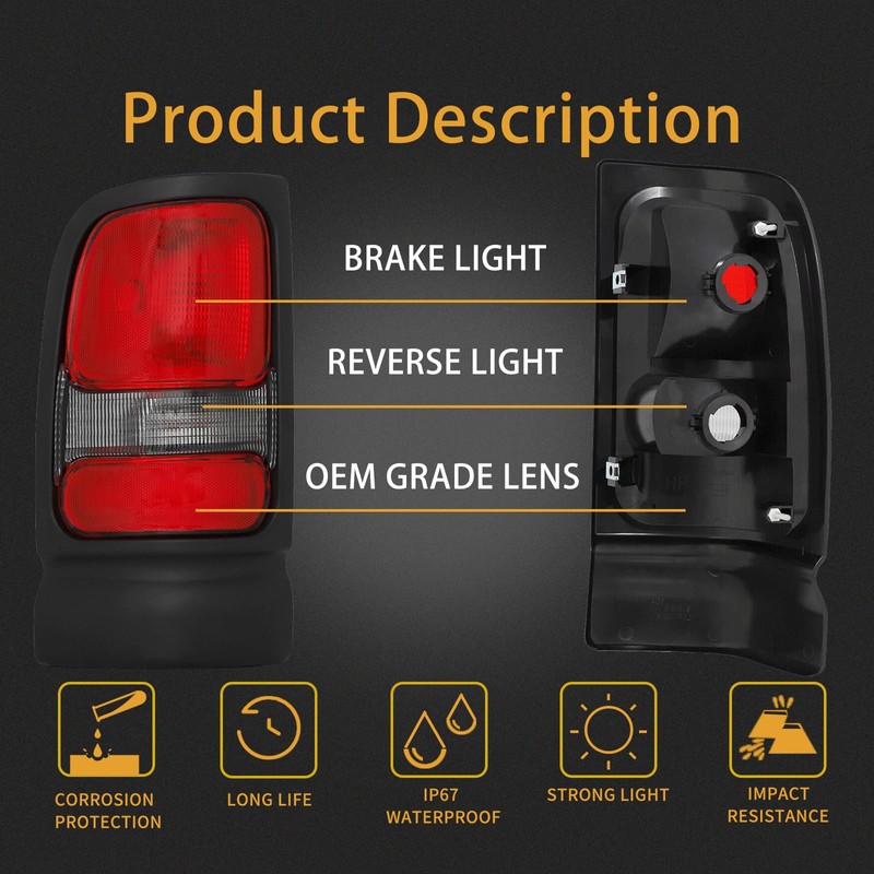 MiKaFex Tail Light Assembly Compatible With 1994-2001 Dodge Ram 1500