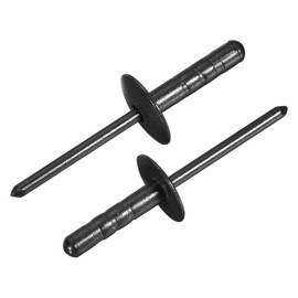 sourcing map 50Pcs 3/16"x3/4" Aluminum Blind Rivets, Large Head Multi Grip Aluminum Steel Mandrel Rivets Fasteners for Metal, Furniture, Automotive, Black