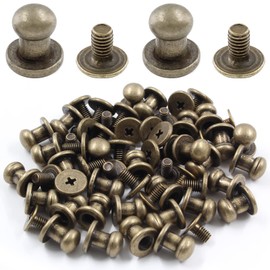 Moicstiy 30Set 6mm Round Head Button Studs Bronze Button Stud Screw Leather Button Rivets for Bag, Belt, Craft, DIY Decoration