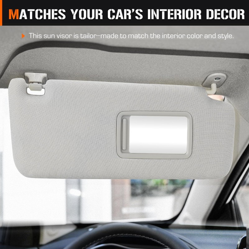 Right Passenger Side Sun Visor for 2010-2023 Toyota 4Runner Grey