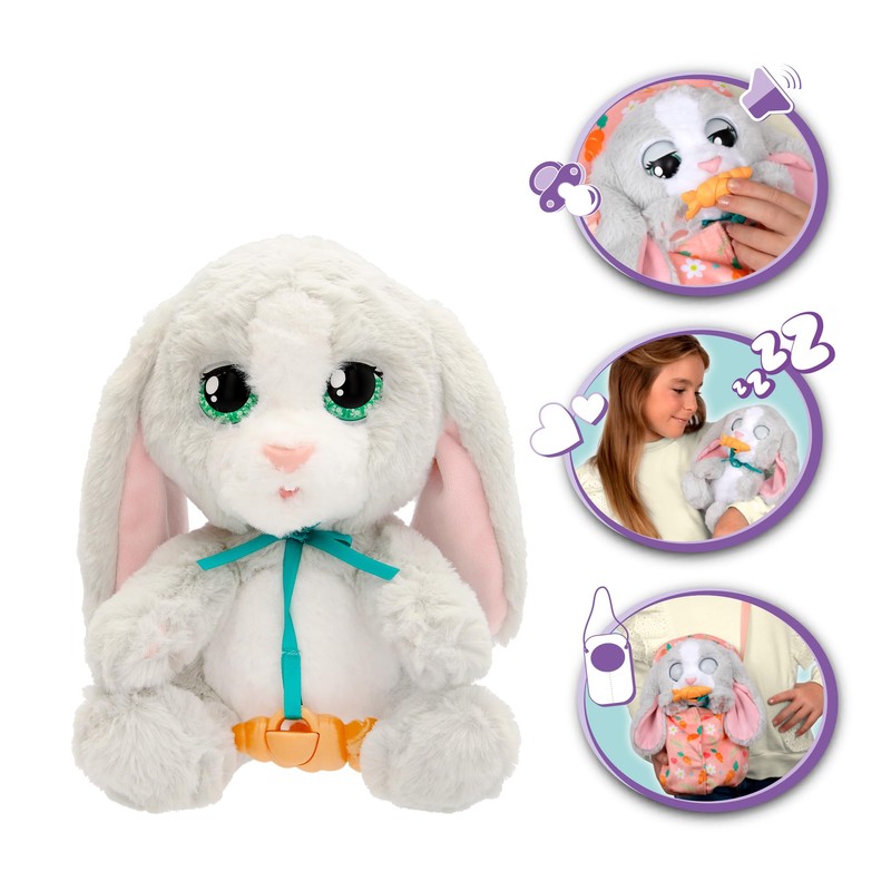 BABY PAWS Bunny, Interactive Plush Rabbit with Loud that Opens