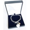Sterling Silver Bracelet with Double Heart Tag with Bars and