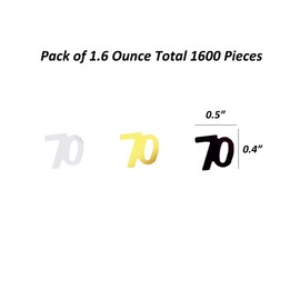 70 Confetti Birthday Party Number 70 Sequins 70th Anniversary Party Glitter Metallic Foil Table Scatter for Table Decoration Supplies or DIY(Golden Black Silver)