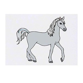 'Grey Horse' Temporary Tattoo - Water Resistant, Skin-Safe, Non-Toxic Transfer (TO00028577)