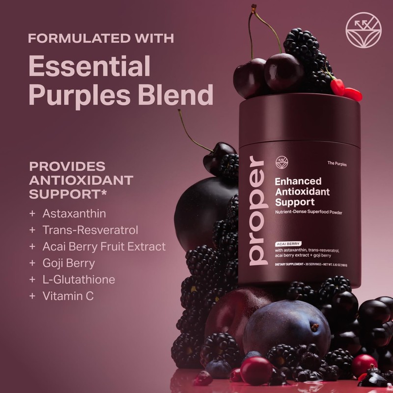 Proper, The Purples Nutrient-Dense Superfood Powder - Antioxidant Supplement and