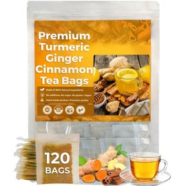 Turmeric Ginger Cinnamon Herbal Tea Bags,Anti Inflammatory Tea,100% Natural Handcrafted Mix with Cinnamon , Ginger, and Turmeric - No Sugar, No Caffeine, No Gluten, Vegan (120pcs) - Specification: 120 Bags