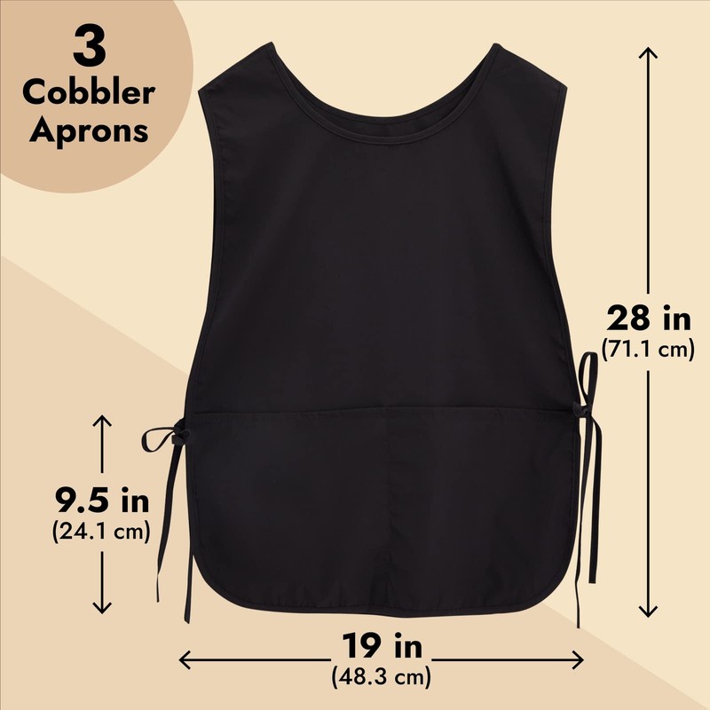 Cobbler Aprons with Pockets, Unisex Work Smocks (3 Pack, 19