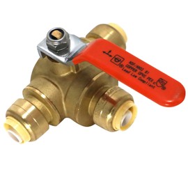 XFITTING Push Fit 1/2 Inch x 1/2 Inch Push Fit x 1/2 Inch Push Fit 3 Way Tee Valve