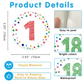 Fsaoor 36PCS Line Up Spots 4" Confetti Floor Stickers Number Sticker Decals for Classroom, Kindergarten, Preschool