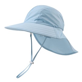 XIAOHAWANG Baby Sun Hat UV Protection Children's Sun Hat with Neck Protection Summer Hat Waterproof Breathable Summer Peaked Cap for Girls Boys, Sky Blue