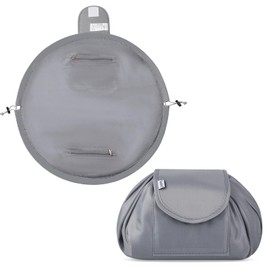 Lazy Drawstring Makeup Bag Large Capacity Waterproof Travel Cosmetic Bag Makeup Bag Storage Organizer for Women Girls, gray