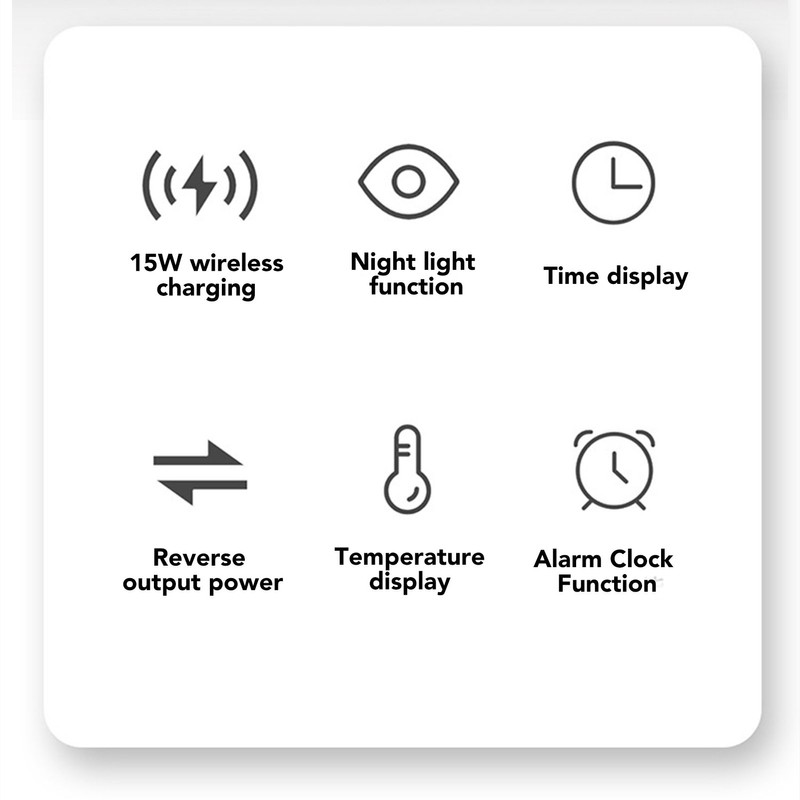 3 in 1 Alarm Clock with Wireless Charging and Night