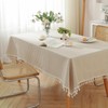 meioro Tablecloths Striped Tassel Table Cloth Rectangular Tablecloth Cotton Linen