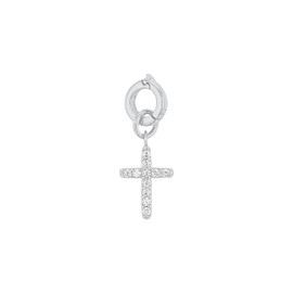 Amor 2038512 Women's Charm 925 Sterling Silver with Synthetic Zirconia 2.1 cm White Cross Comes in Jewellery Gift Box, Sterling Silver, Cubic Zirconia